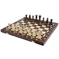 thumbnail image 1 of Handmade European Ambassador Chess Set - Wooden 21 Inch Beech & Birch Board with Felt Base - Carved Hornbeam & Sycamore Wood Chess Pieces, 1 of 5