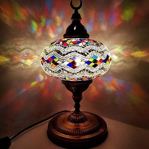 Handmade Extra Large Turkish/Moroccan/Tiffany Style Glass Mosaic Desk Table Lamp Light 45 Centimeter Tall