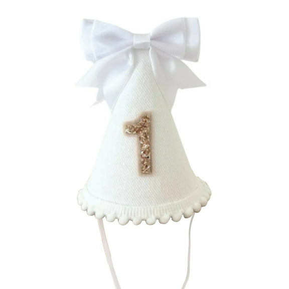 Handmade Fabric Birthday Hat for Baby with Bowknot Accent for 1 Year Infants Party Decorations Gift