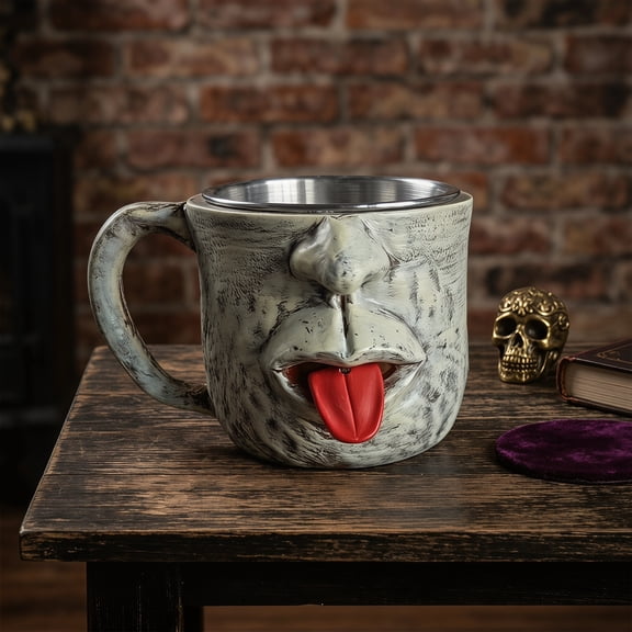 Handmade Face Shaped Ceramic Mug, Shaking The Tongue Classic Cup, Interactive Movable Tongue Novelty Coffee Cup, Unique Artistic Sculptural Drinkware