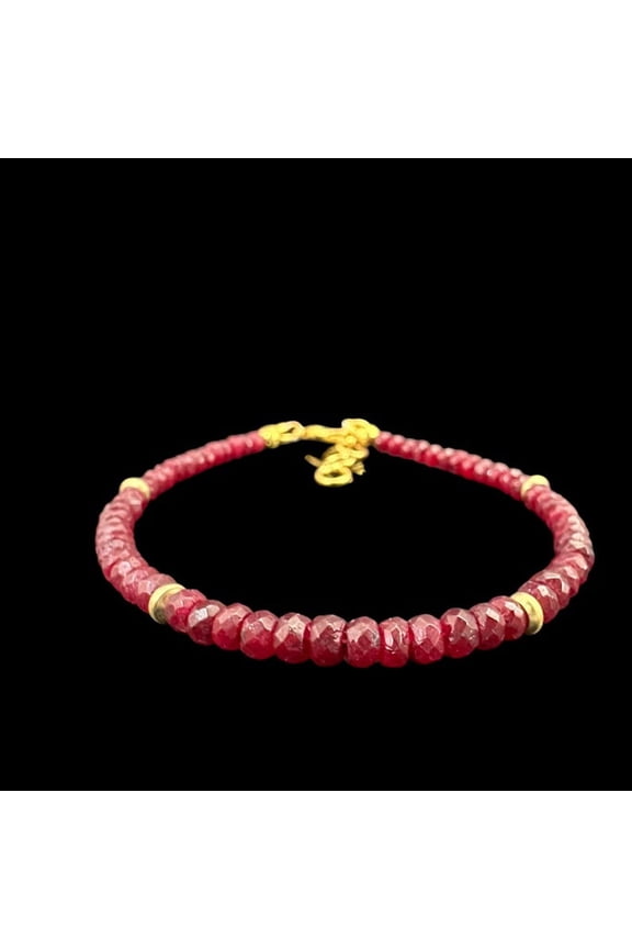 Handmade Faceted Ruby Bracelet: Beaded Gemstone Jewelry