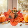 thumbnail image 1 of Handmade Fall Pumpkin Centerpiece with Maple Leaves and Berries, Autumn Tabletop Decor for Thanksgiving, Halloween, and Harvest Home Decorations, 1 of 6