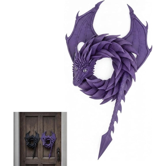 Handmade Fantasy Dragon Door Wreath, Gothic Mesh Scale Dragon Shaped Hanging Ornament, Mythical Dragon Home Decor Gift for Fantasy & Mythology Fans