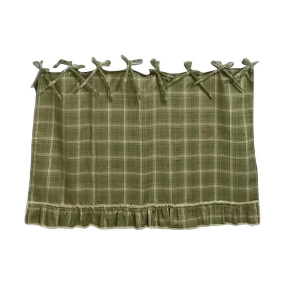 Handmade Farmhouse Oven Skirt, Handmade Oven Skirts Curtain Cover, Effortless Install, Hide Clutter for Stove Washer, Tabs & Ruffled Trim, 23.6*17.7In Green