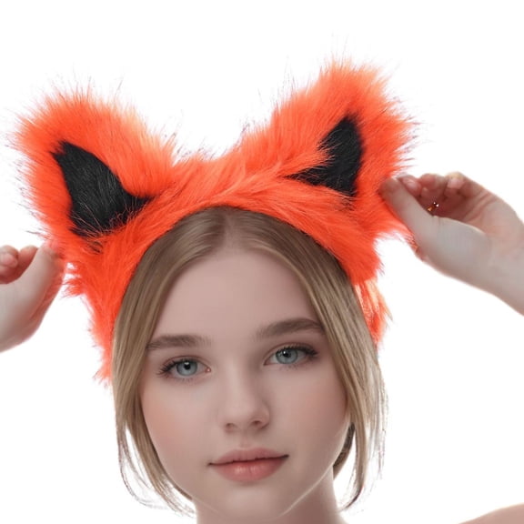 Handmade Faux Furs Cats Wolf Foxes Dog Ears Headband Halloween Cosplay Party Costume Furry Ears Hair Hoop Gift