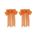 thumbnail image 1 of Handmade Faux Linen Ribbon Bow, 10 in 2 Pack Orange 5-Loop Bow, Decorative Bow for Party Decor Gift Wrapping Craft, 1 of 6