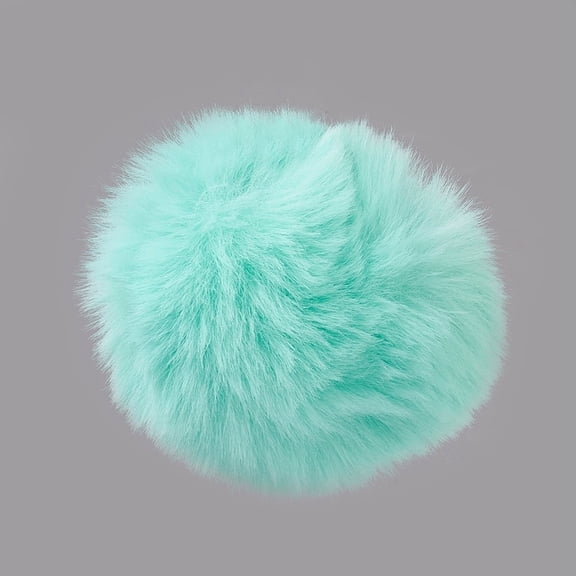 Handmade Faux Rabbit Fur Pom Pom Ball Covered Pendants Fuzzy Bunny Hair Balls with Elastic Fiber Aquamarine 55~74mm Hole: 5mm