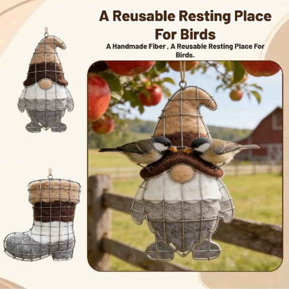 Handmade Felt Boot Bird Nest Decor - Reusable Winter Bird House, Whimsical Boot-Shaped Shelter for Wild Birds, Unique Gift for Bird Enthusiasts
