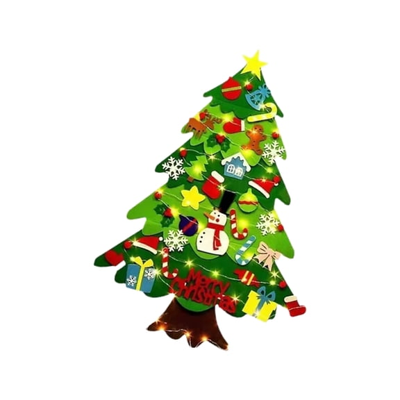 Handmade Felt Christmas Tree with Lights Educational Activity Toy For Childrens Bedroom Nursery Classroom