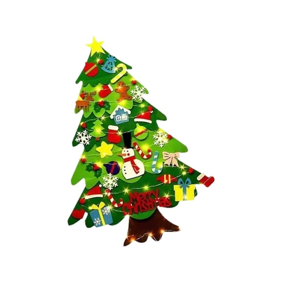 Handmade Felt Christmas Tree with Lights Educational Activity Toy For Childrens Bedroom Nursery Classroom
