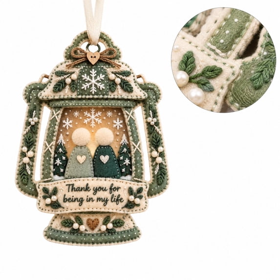Handmade Felt Hanging Lantern Christmas Ornament with Couple Design ...