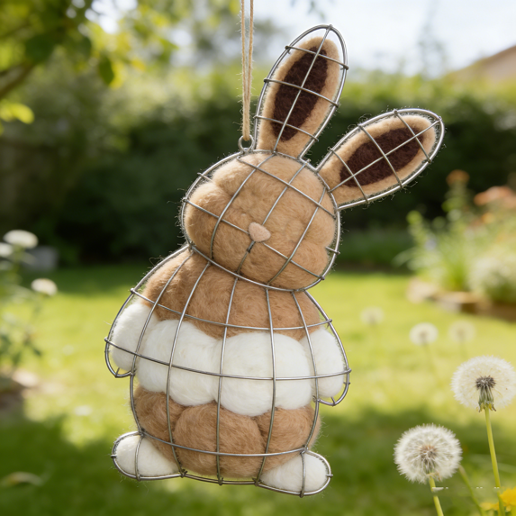 Wild Rabbit Nest Protector Handmade Felt Rabbit Nesting Decoration, Reusable Bird Nest Tree ...