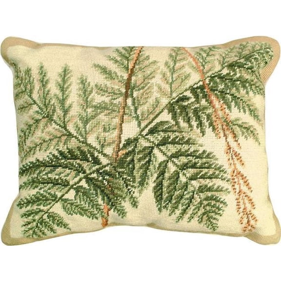 Handmade Fern Needlepoint Pillow by Helene Verin