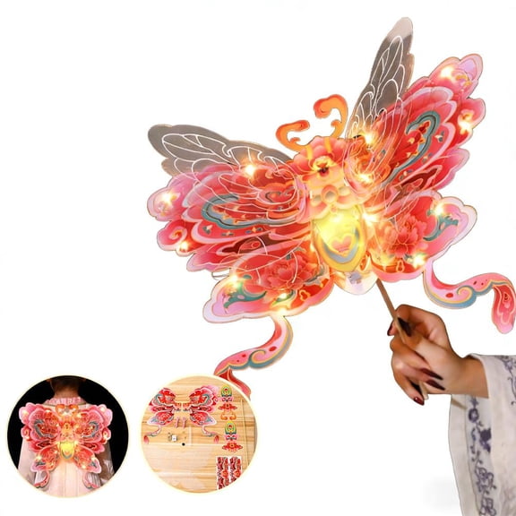Handmade Festival Illuminated Butterfly Lantern Dragonfly Shape Material Lantern Luminous Paper Glowing Bag Handheld