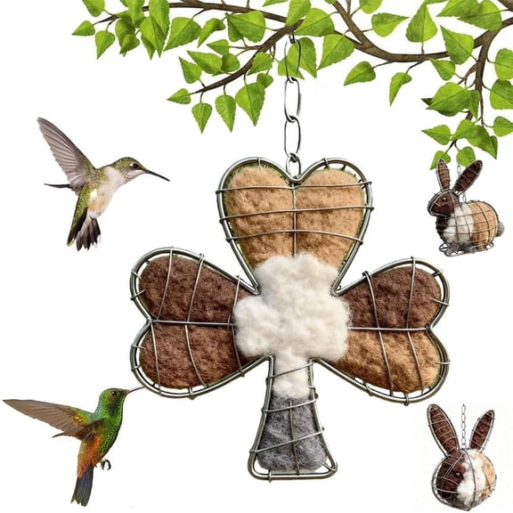 Handmade Fiber Bird Nesting, Alpaca Fiber Bird Material House, Refillable Hummingbird Nest Holder, Winter Fowl Gifts Animal Hummingbirds Lovers Home Garden Yard