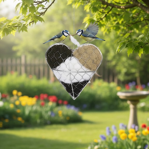 Handmade Fiber Bird Nesting Heart, 2026 Birds Nests Material Holder, Hummingbird Nest Boxes for Outside, Winter Bird Gifts for Hummingbirds Lovers