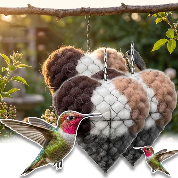 Handmade Fiber Bird Nesting Heart,Bird Nesting Heart Outdoor Yard Art