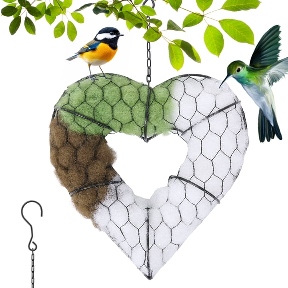 Handmade Fiber Bird Nesting Heart, Nesting Material for Wild Bird, Refillable Nesting Accessories, Hummingbird Nest/House, Outdoor Garden Decortion, Gifts for Bird/Nature Lovers