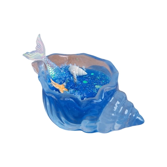 Handmade Fish Tail Conch Shaped Jelly Wax Scented Candle for Coastal Home Decor Aromatherapy 10x6x4.5cm