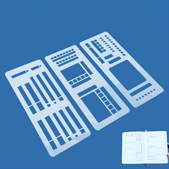 Handmade Flexible Record Template, 3-Pack Planner Stencils Set for Journaling, Habit Trackers, Task Lists & Daily Planning, Compatible with Dot Grid Journals, Coils, Discs & Rings