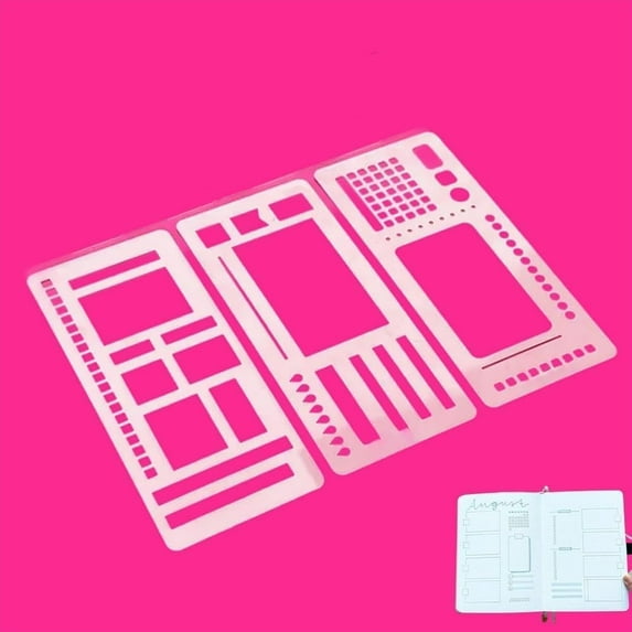 Handmade Flexible Record Template 3 Pack Stencils Drafting Tools