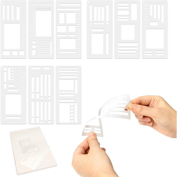 Handmade Flexible Record Template, 9 Pack Reusable Planner Stencils Set for Journaling, Dot Grid, Drawing, Checklists and DIY Crafts (A+B+C)$$Art & Craft