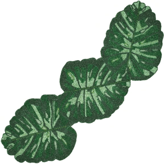 Glass Beaded Table Runner - Elegant Handmade Dining Table Décor for Special Occasions (Green)