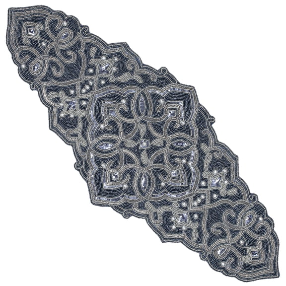 Handmade Glass Beaded Table Runner - Classic Decorative Accent for Everyday Dining (Blue)