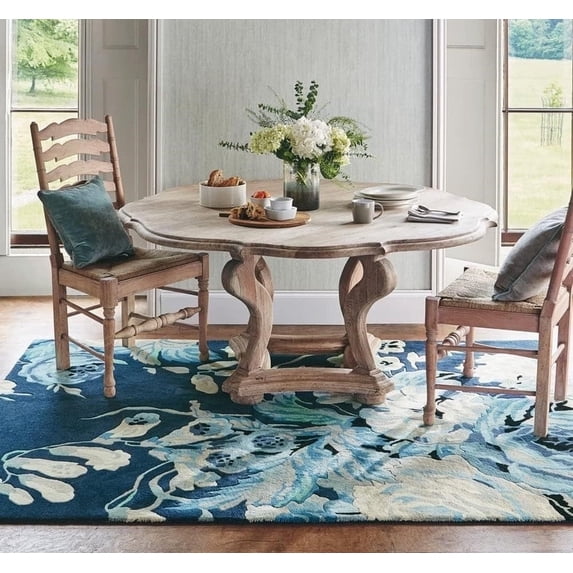 AVYAY RUGS Traditional Tufted Blue Floral Area Rugs, 9’0” x 12’0”, Wool