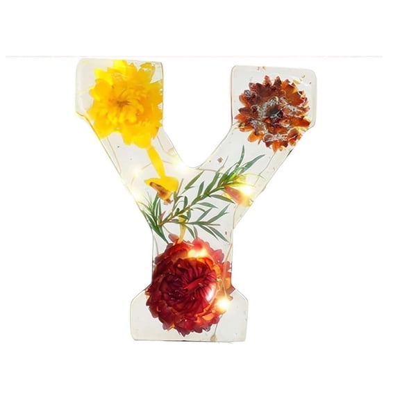 Handmade Floral Night Light Floral Resin Night Light Letter Floral Resin Night Light Flower Resin Letters with LED Light Floral Resin Letter Nightlight