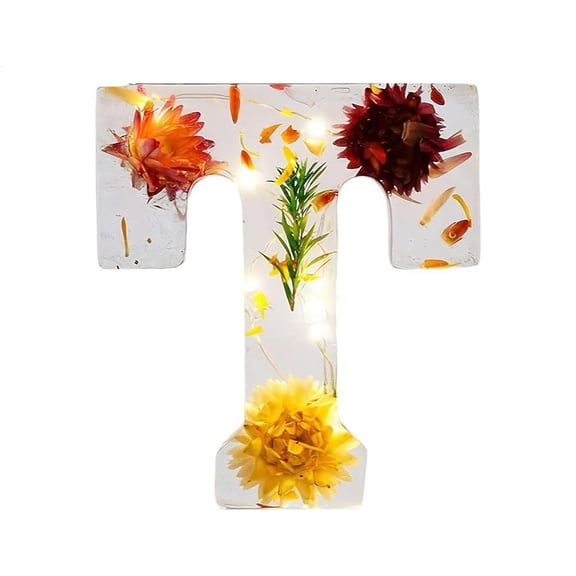 Handmade Floral Night Light Floral Resin Night Light Letter Floral Resin Night Light Flower Resin Letters with LED Light Floral Resin Letter Nightlight