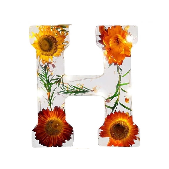 Handmade Floral Resin Night Lights with LED Letter Design for Bedroom Decor