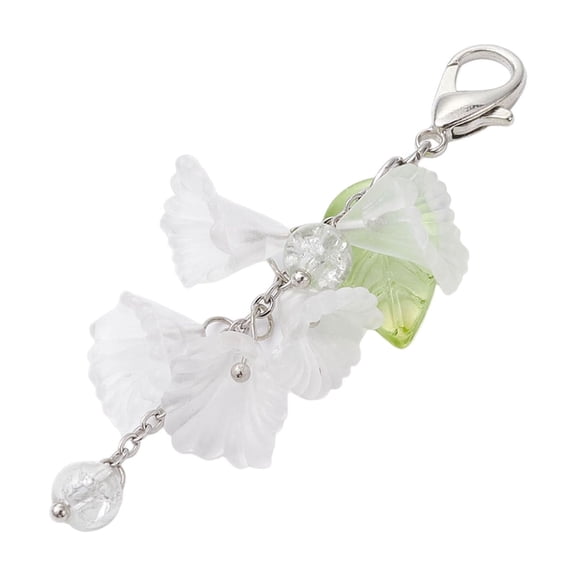 Handmade Flower Keychain Acrylic Floral Keyring Lobster Clasp Pendant Decoration Blossom Shaped Key Chain Ornament