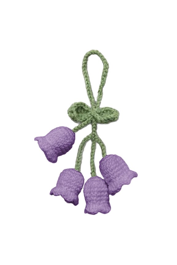 Handmade Flower Knitted Keychain Keyring Women Crocheted Wool Flower Leaf Bag Pendants Car Keyring