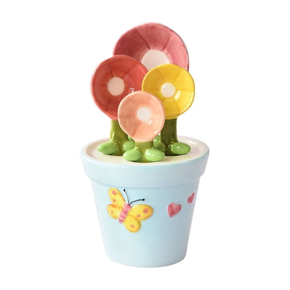 Handmade Flowers Ceramic Measuring Spoons Baking Tool Gift Set With Boxed Packaging For Kitchen