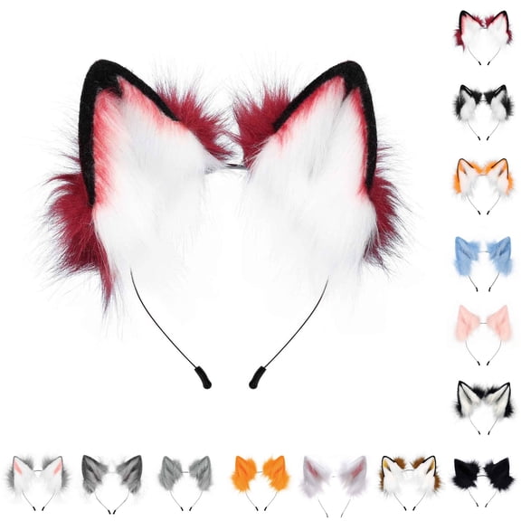 Handmade Fluffy Fux Wolf Ears Headband Cosplay Party Costume Hair Accessory