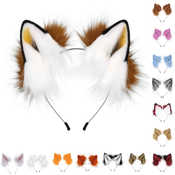 Handmade Fluffy Fux Wolf Ears Headband Cosplay Party Costume Hair Accessory