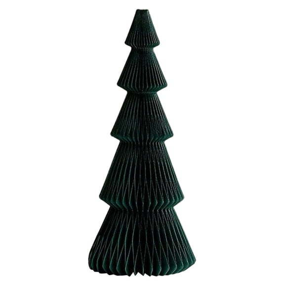 Handmade Folded Paper Christmas Tree With Pleated Texture Multi Tier Design For Tabletop Display And Seasonal Party Decor(Green-25cm)