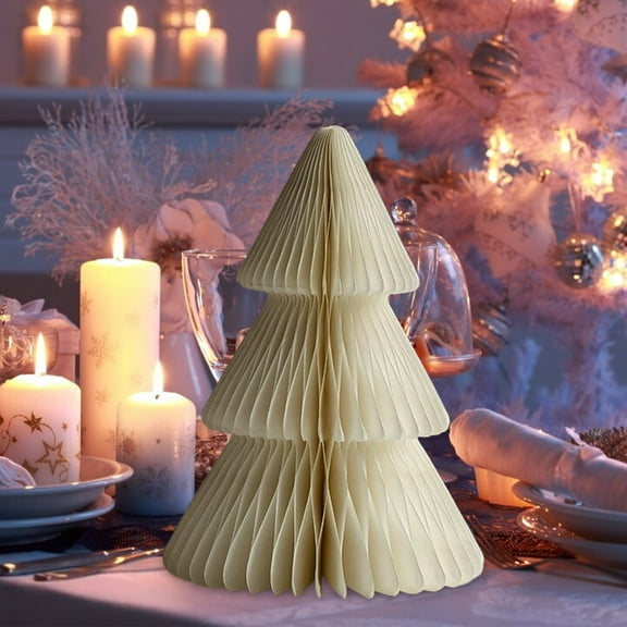 Handmade Folded Paper with Pleated Texture Festive Holiday Desktop Ornament for Home Tabletop Display and Seasonal Party