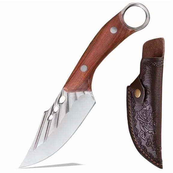 Handmade Forged High Carbon Stainless Steel Chef Knife with Sheath Multifunctional Sharp Kitchen Cooking Knife Perfect for Household Use and Holiday Gifts
