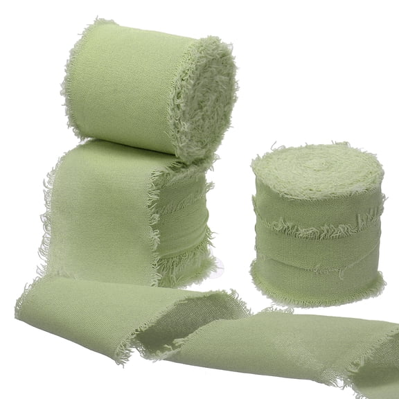 Handmade Fringe Cotton Ribbon Cotton Frayed Fringe Fabric Ribbons for Crafts Flower Bouquet Gift Wrapping Grass Green