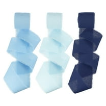 Handmade Fringe Cotton Ribbon, Cotton Frayed Fringe Fabric Ribbons for Flower Bouquet Gift Wrapping DIY Crafts Dust Blue/Sky Blue/Iron Blue