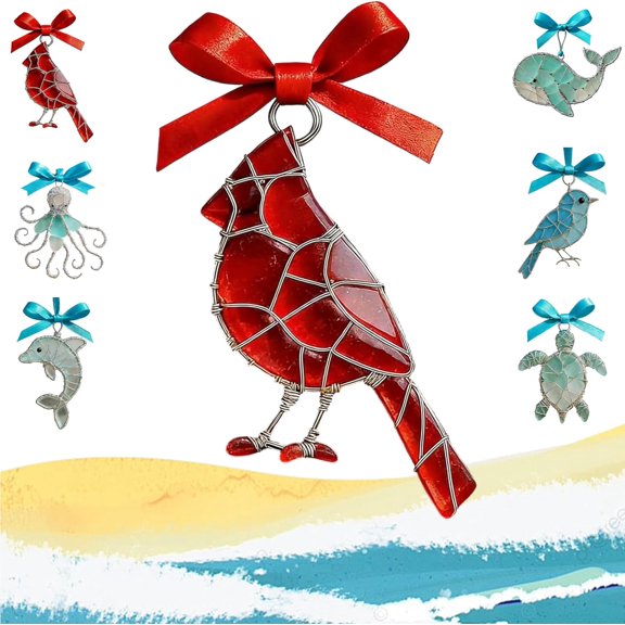 Handmade Frosted Ocean Suncatcher, Hand-Wrapped Sea Glass Ocean Gem Window Decor, Blue Teal Faux Sea Glass Handcraft Home Keepsake, Unique Gift for Wife Girlfriend Mom Friend (#C)