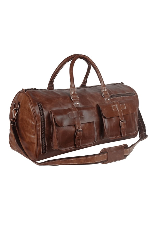 Handmade Full Grain Buffalo Leather Duffle Bag, Personalized Duffle Bag, Weekender Bag, Overnight Bag for Him.