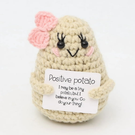 Handmade Funny Positive Potato - Emotional Support Crochet Potato Handkraft Positive Crochet Animals Tiny Potato Gift Emotional Support Potato Dolls Desk Decor for Anxiety & Stress Relief