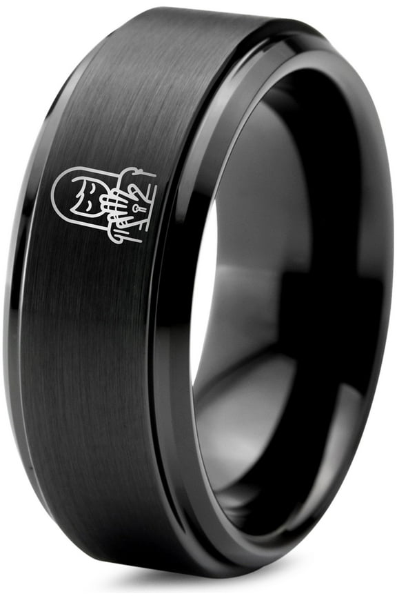 Gamer Tungsten Miniatures Mens Ring Black Stackable Rings Womens Gift Best Dad Ever Man