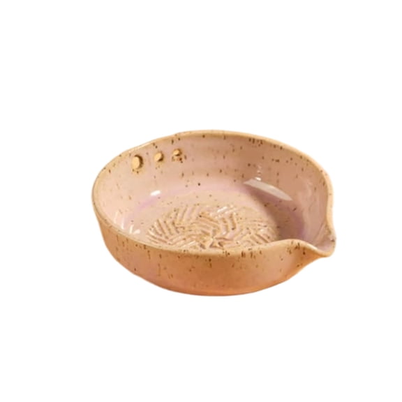Handmade Garlic Shredder Bowl, Ceramic Garlic Grater Plate with Herb Grinding Bowl, Easy to Clean Kitchen Tool for Pesto, Marinades and Fresh Herbs