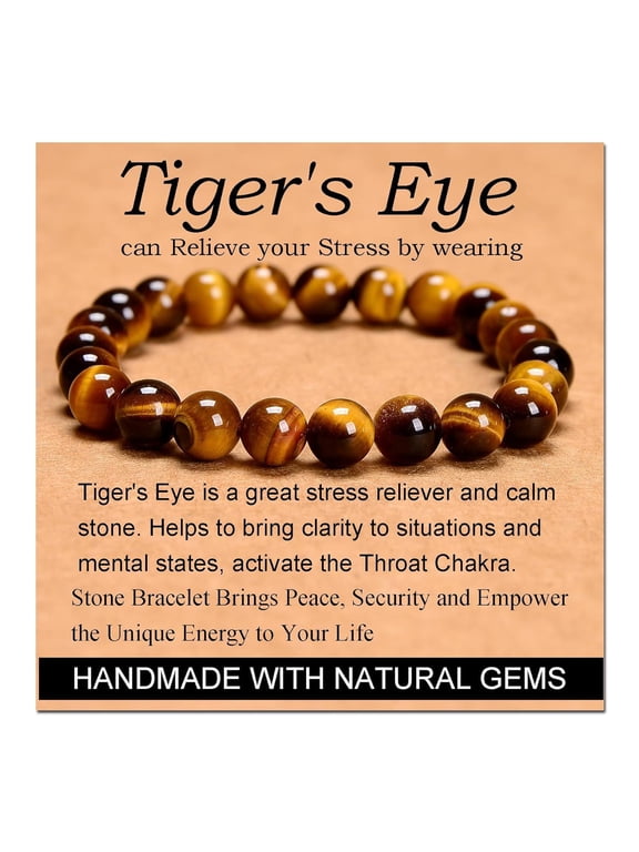 Handmade Gemstone Beaded Stretch Bracelet - Tiger Eye, Agate, Volcanic Rock, Obsidian & More - Unisex (4mm, 6mm, 8mm)