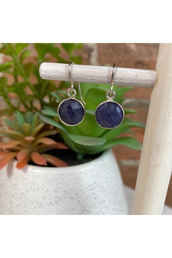 Handmade Gemstone Faceted Bezel Set Earrings in Sterling Silver-Assorted