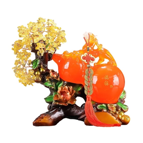 Handmade Gemstone Tree Crystal Gourd Decoration Feng Shui Water Crystal Tree of Life Money Tree Bonsai